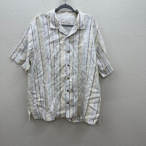 Tommy Bahama 100% Linen Stripe Short Sleeve Button Up Shirt Mens size XL - Picture 1 of 7